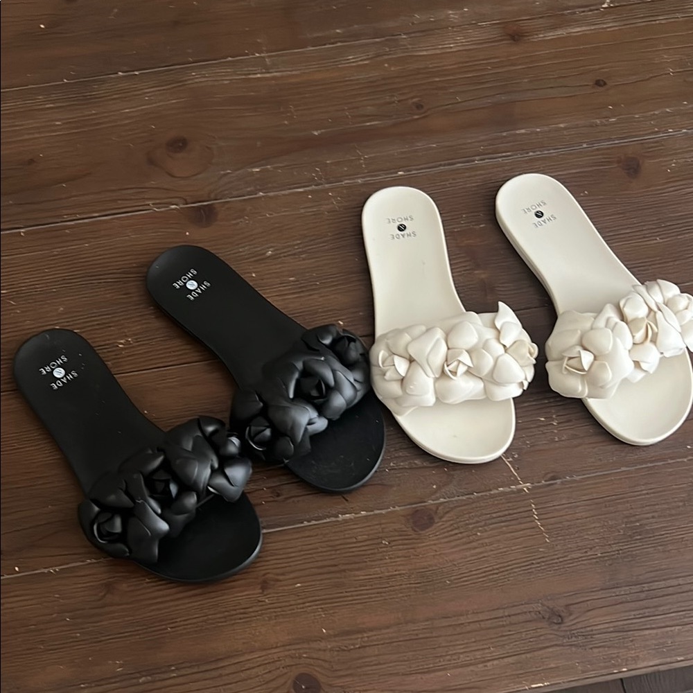 Black and Cream Women's Slides